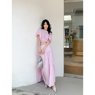 COCOBEBE- SET ÁO CHÂN VÁY LƯNG HỒNG