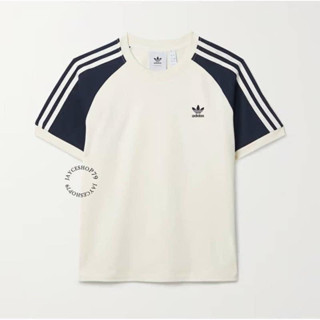 Áo Phông adidas Phối 2 Màu Xanh Trắng Tay Áo Chất Cotton Khô 3 Sọc Trắng - Áo Thun Nam Nữ Lo Go Thêu Cỏ 3 Lá Hot trend