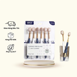 Set 6 bàn chải đánh răng hàng nội địa Trung lông siêu mềm chải siêu êm siêu sạch