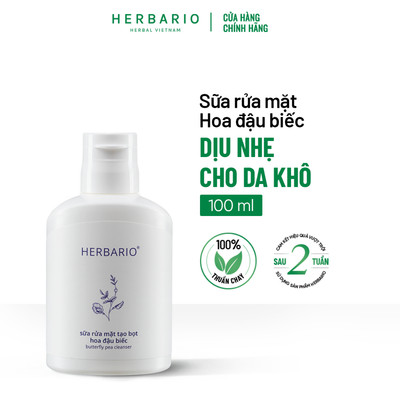 Sữa rửa mặt tạo bọt hoa đậu biếc herbario 100ml sạch bụi bẩn, ngăn ngừa lão hóa da