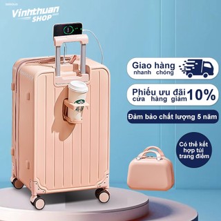 Vali du lịch,vali kéo Cao Cấp Size20/24inch Chất liệu ABS bền bỉ Có ngăn đựng cốc nước