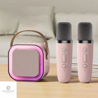 Loa bluetooth k12 kèm 2 micro không dây hát karaoke tại nhà - âm thanh hay bass cực chuẩn - có đèn led