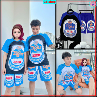 Set Bộ BIA TIGER TRẮNG ĐEN cộc tay dưới 100kg  bộ thể thao mặc nhà đi chơi tập gym nữ nam - g5.shop