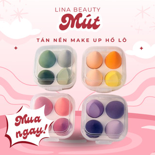 Hộp bông mút trang điểm tán nền quả trứng hồ lô - 4 màu