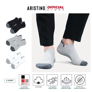 Tất nam công sở ARISTINO BIZMEN cao cấp vớ nam cổ ngắn cotton kháng khuẩn tự nhiên, thấm hút tốt, co giãn 360 độ - CSP07