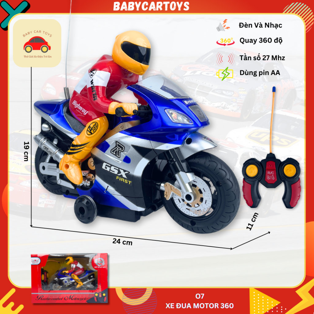 Xe mô tô điều khiển xoay 360 độ cực vui - O7 [Hỏa Tốc HCM]