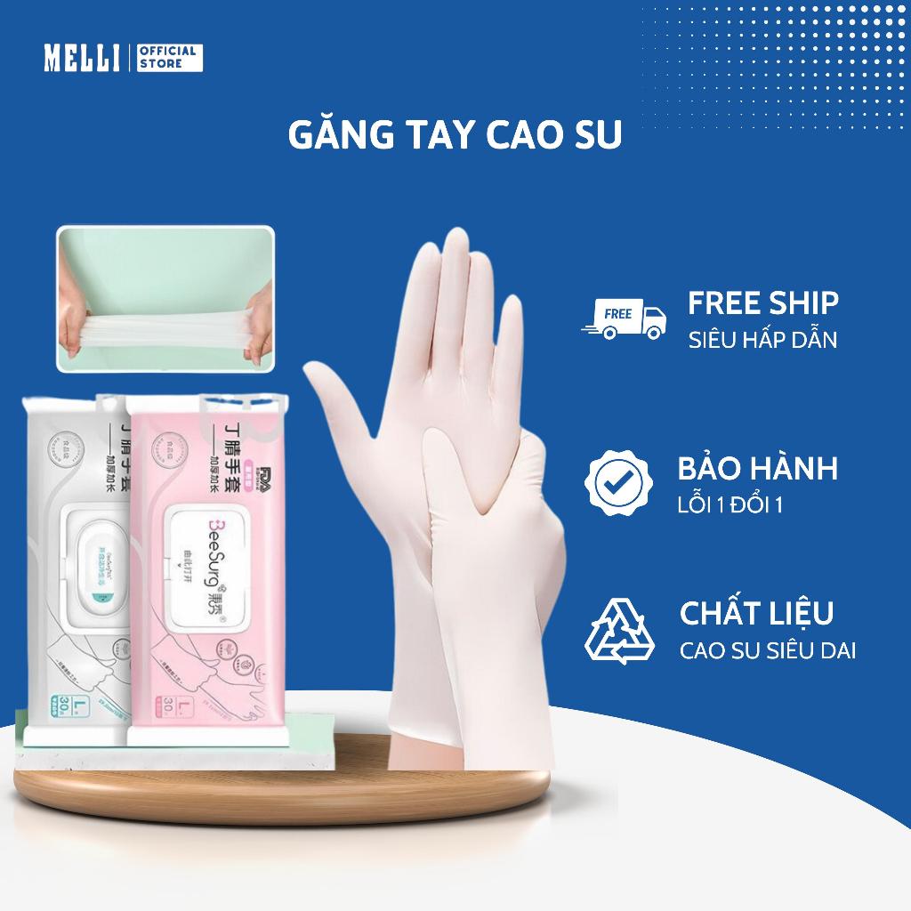 Găng Tay Cao Su Siêu Dai Melli Hộp 15 Đôi Siêu Tiện Lợi Cho Nhà Bếp, Vệ Sinh, Sử Dụng Nhiều Lần, An Toàn