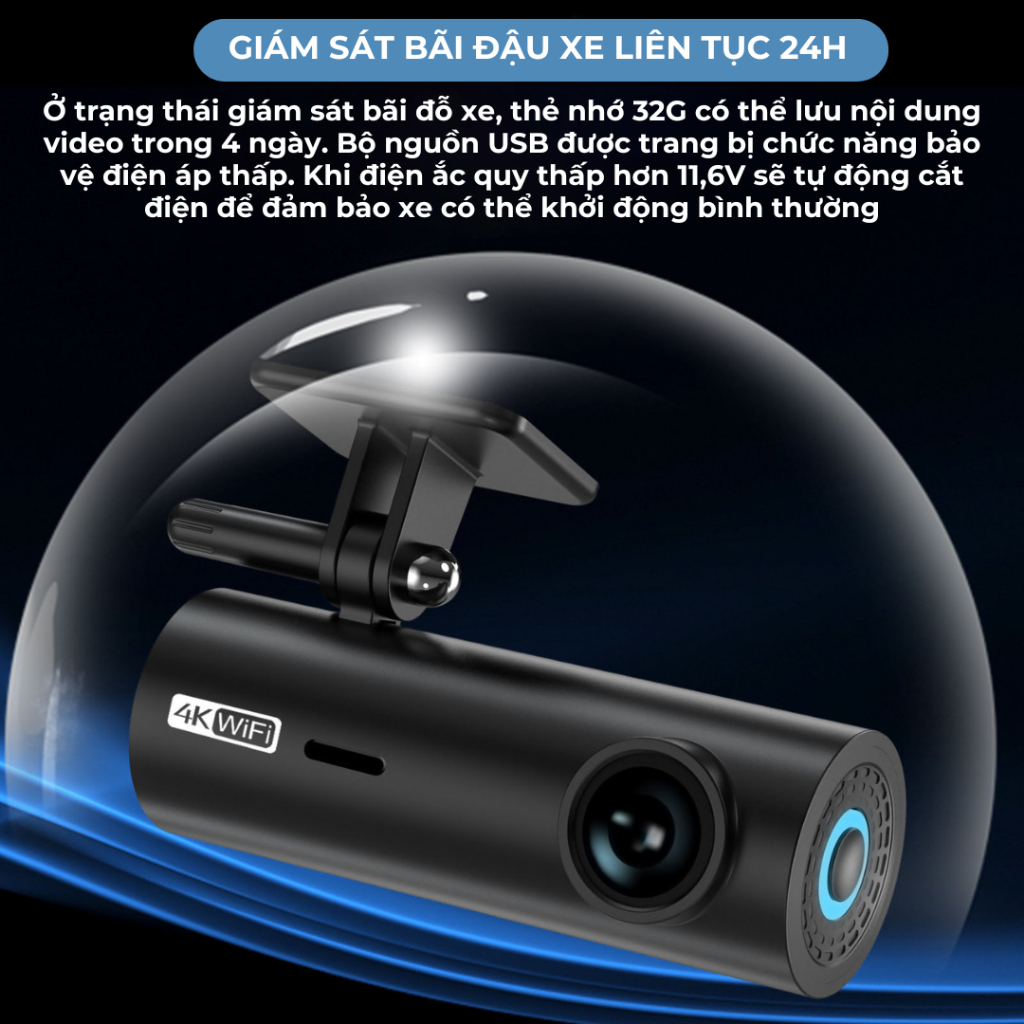 Camera hành trình KAW 4K WiFi không màn hình 2160P HD tầm nhìn ban đêm 3M keo Dash Cam- Bảo Hành 12 tháng | BigBuy360 - bigbuy360.vn