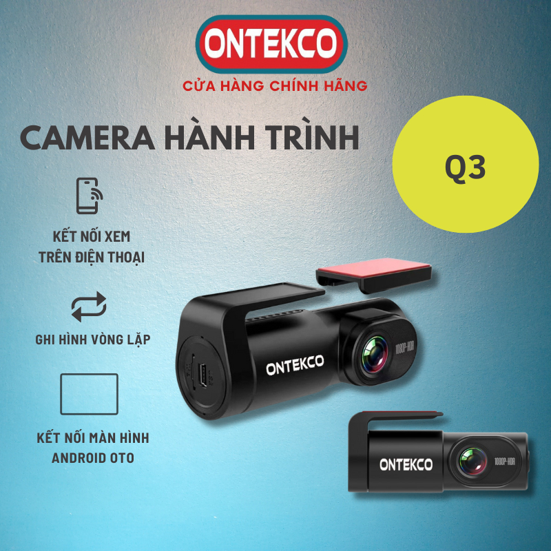 Camera hành trình ONTEKCO Q3 Ghi Hình Full HD .V9 Full-HD Kết Nối Màn Hình Android. Xem Qua Điện Thoại, BH-12 Tháng