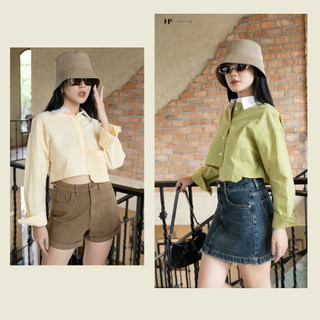 Áo Sơ Mi Nữ Croptop Tay Dài J-P FASHION Chất Liệu Mát Thoáng Khí Phong Cách Hàn Quốc Form Rộng (ảnh thật) 10609645