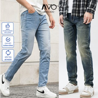 Quần jean nam skinny màu xanh Retro AVOCADO, quần bò co giãn 4 chiều slimfit chất vải bò cao cấp