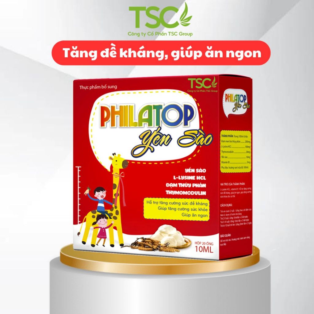 Siro ăn ngon Philatop Yến Sào TSC Group Hộp 20 ống - Giúp tăng cường sức đề kháng, ăn ngon miệng