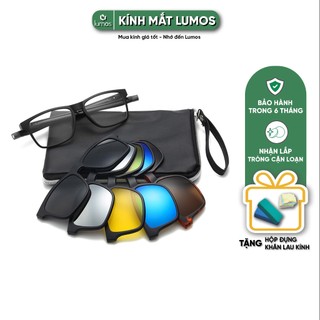 Kính cận râm Lumos thể thao nam châm 5in1 gọng dẻo siêu bền kèm 5 mắt kính mát di động chống tia UV cao cấp KTT01