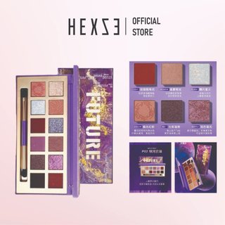 Bảng mắt phấn mắt HEXZE PRO 12 ô TÍM tone Hồng đất, lâu trôi, bền màu, đa công dụng 