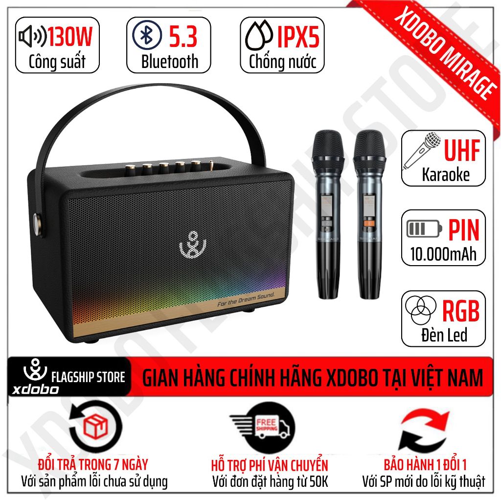 Loa Bluetooth Xdobo Mirage Công suất 130W Siêu Trầm Karaoke Trợ giàng Livetream Bản nâng cấp của Xdobo X8 Pro X9