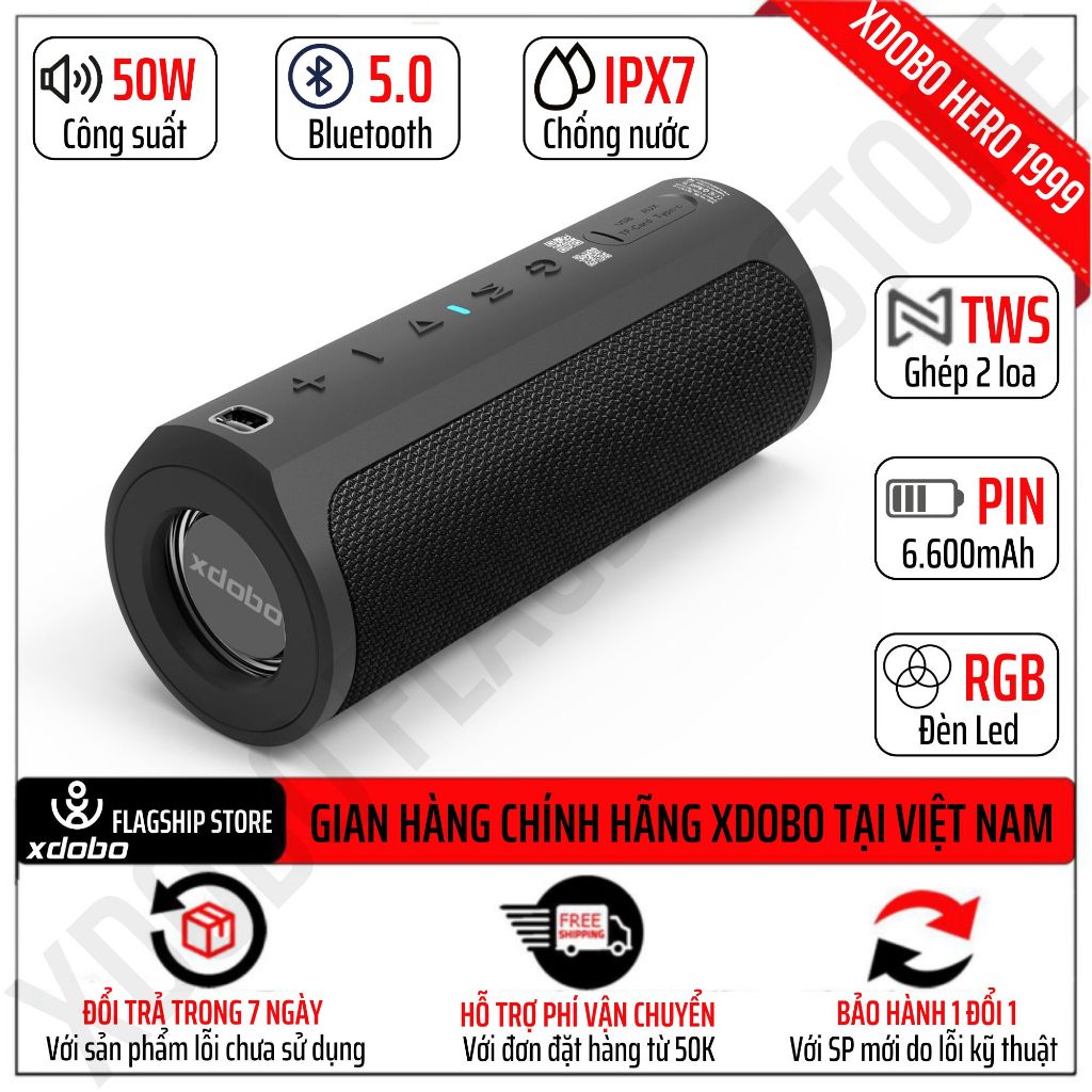 Loa Bluetooth Xdobo Hero 1999 Công suất 50W Siêu Trầm Led RGB Bản nâng cấp của Xdobo X7 X5 Wake 1983