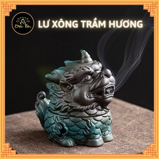 Lư xông trầm, đốt trầm hương Kỳ Lân, Long Quy lư hương đốt Nhang nụ bằng Gốm Cao Cấp chiêu tài lộc thờ cúng phong thủy
