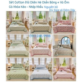 Sét Chăn Ga Gối Cotton Đũi 5 món Nhập khẩu nguyên bộ, Đủ mọi kích thước