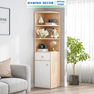 Kệ góc để sách, kệ đứng phòng ngủ, tủ góc để sách decor phòng khách, kệ góc đứng để đồ đa năng HM917