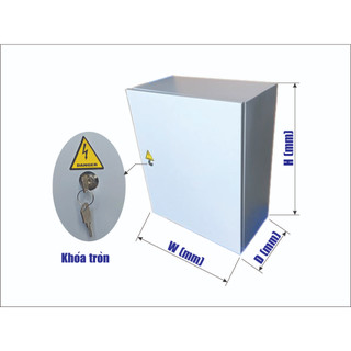 Tủ điện H400xW300xD210 sơn tĩnh điện (màu xám trắng) - Khóa tròn / Khóa tay gạt