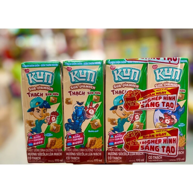 Sữa Kun Socola Lúa Mạch Có Thạch 170ml (lốc)
