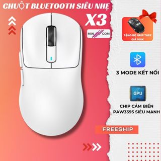 Chuột Gaming Không Dây Bluetooth MinCom X3 Siêu CHIP PAW3395 ATTACK SHARK App Chỉnh Macro Chuyên Nghiệp Tặng Grip Tape