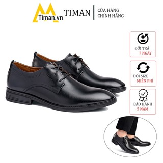 Giày tây nam da bò cao cấp phong cách công sở hàn quốc màu đen đẹp bảo hành 5 năm GT78 TIMAN