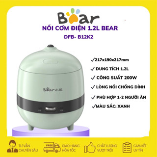 Nồi cơm điện mini Bear DFB-B12K2 dung tích 1,2L nấu đa năng nhiều món bảo hành 12 tháng