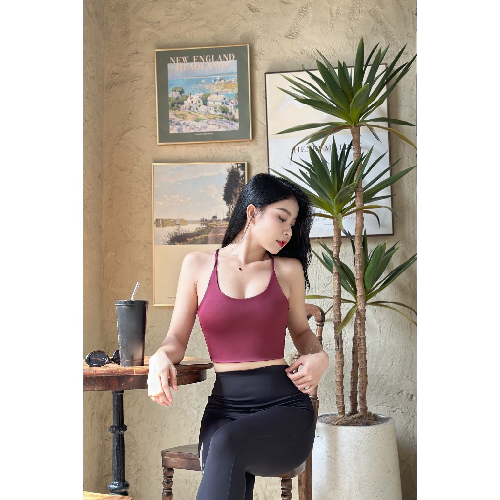 Áo Bra Thể Thao Nữ Tập Gym Yoga Aerobic Dây Đan Chéo Kèm Mút Chất Thun Poly 2 Da Co Giãn 4 Chiều Thấm Hút Mồ Hôi Ao19