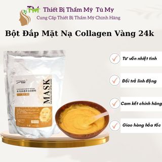 Bột đắp mặt nạ collagen vàng 24k, mặt nạ đắp trắng da se khít lỗ chân lông, bột dẻo gói 1kg