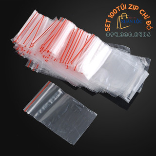 100g Túi zip chỉ đỏ loại tốt, dày dặn, chắc chắn