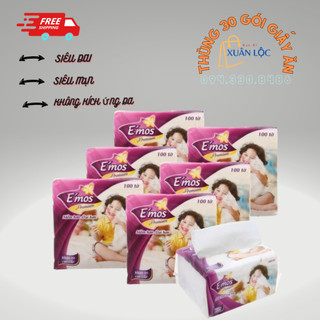 Thùng 30 gói khăn giấy ăn emos cao cấp siêu dai siêu mịn