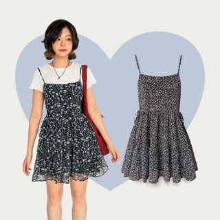 Váy baby doll hoa nhí dáng ngắn xòe NAKED by V - Ellie Dress