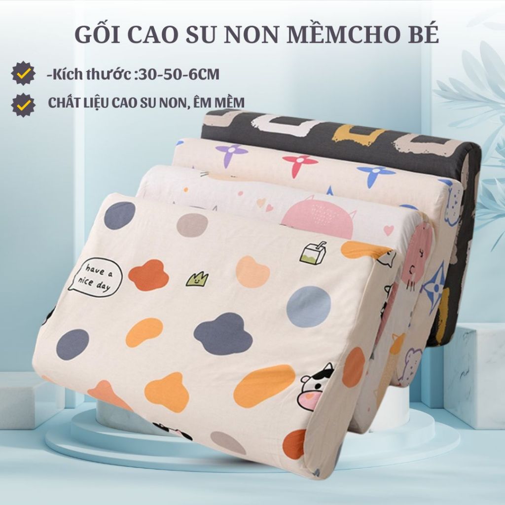 Gối Cao Su Non 3D Cho Bé ( vỏ gối có thể tháo rời để giặt) - Gối cao su non trẻ em nhiều Màu Sắc-GỐI NẰM CHO BÉ