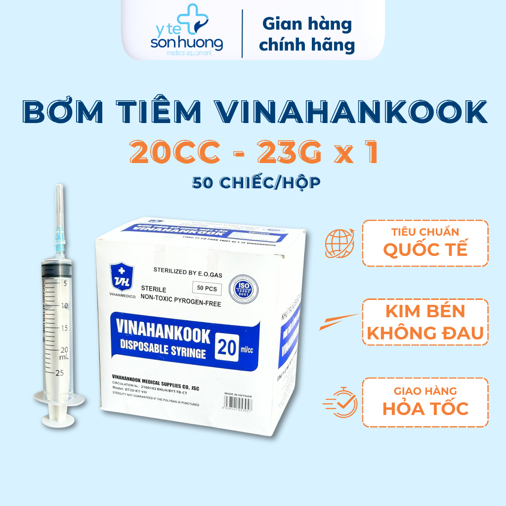 BƠM TIÊM 20ml VINAHANKOOK SỬ DỤNG 1 LẦN