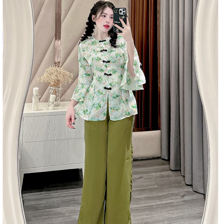 Đồ bộ nữ áo bà ba ổng rộng đồ bộ bà ba đồ bà ba nữ miền tây áo bà ba nữ đồ lam đi chùa - CN104