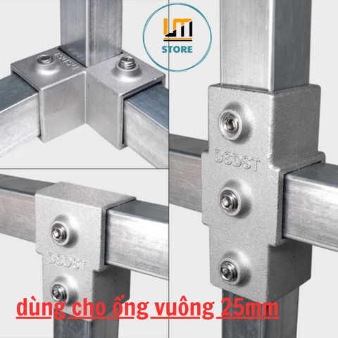 Khớp nối nhanh sắt hộp vuông, inox kích thước 25mm x 25mm | LM store