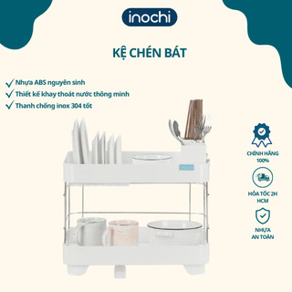 Kệ đựng chén 2 tầng Inochi Có Khay Thoát Nước Thông Minh Tiện dụng, thiết kế chỗ thoát nước, nhẹ gọn