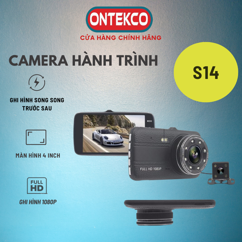 Camera hành trình ONTEKCO S14 màu BLACK chuẩn 4 INH, Tiếng Việt độ phân giải FULL HD 1080P chính hãng | BigBuy360 - bigbuy360.vn
