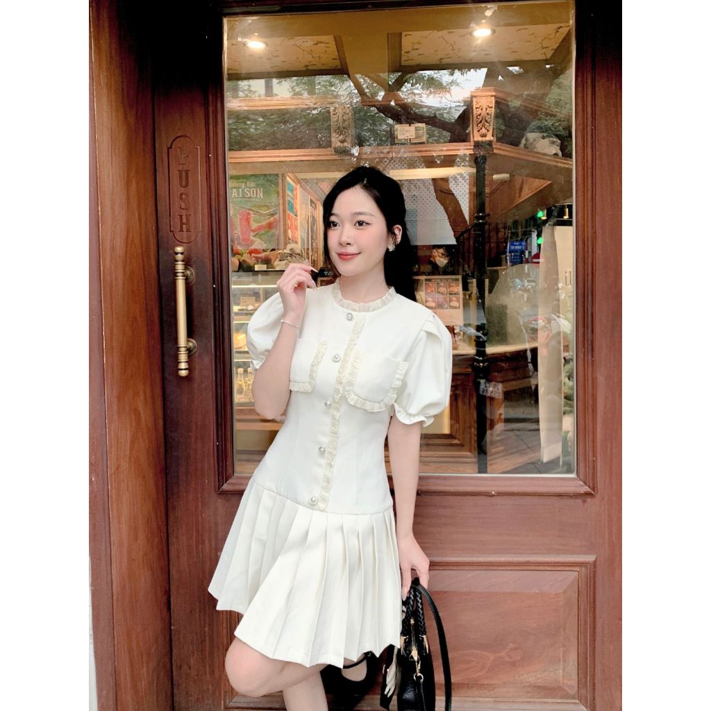 Váy tiểu thư váy bèo nhún váy xếp ly Lara Cloths hàng thiết kế