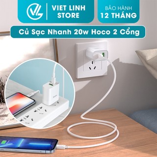 Củ sạc nhanh 20w hoco c80 chuẩn sạc nhanh pd 20w/3.0a, củ sạc 2 cổng đầu vào usb và type c - việt linh store