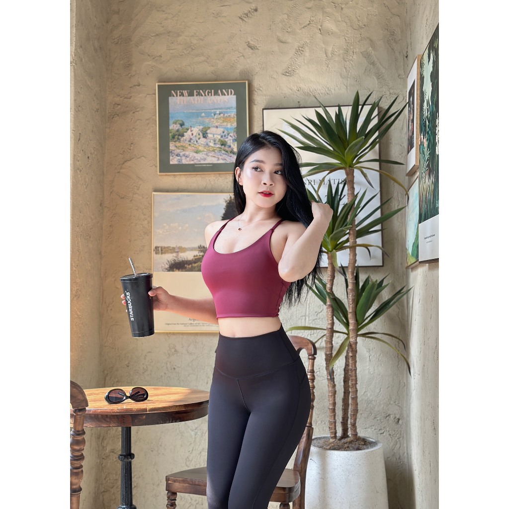 Áo Bra Thể Thao Nữ Tập Gym Yoga Aerobic Dây Đan Chéo Kèm Mút Chất Thun Poly 2 Da Co Giãn 4 Chiều Thấm Hút Mồ Hôi Ao19