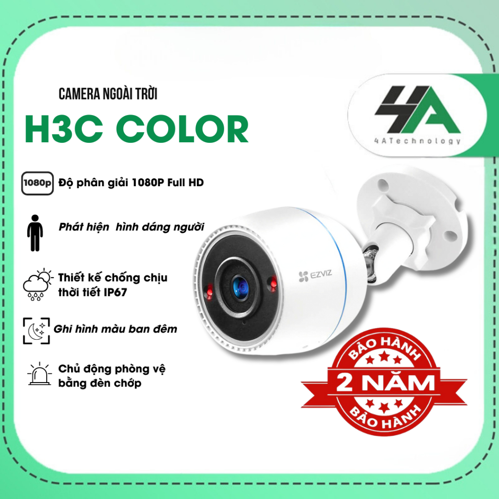 Camera wifi AI Ezviz ngoài trời  H3C 2MP có mic, H3C 3MP, 4MP 2K+ ( màu ban đêm+ đàm thoại)