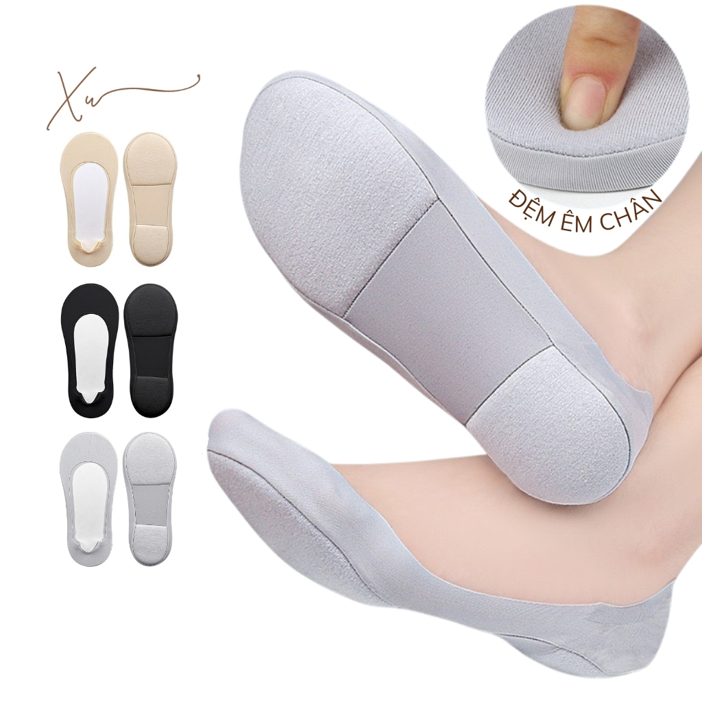 Vớ Lười Nữ Có Đệm Cao Cấp, Vớ Mang Giày Cao Gót Viền Silicon Chống Tuột Chất Mỏng Và Thoáng Hơn Cotton VXU12