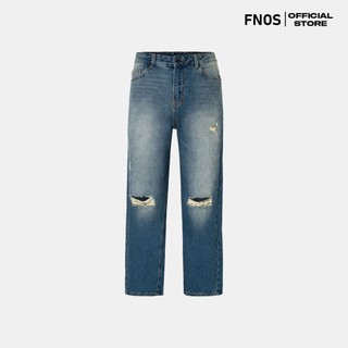 Quần Jeans Nam Dáng Rộng FNOS Streetwear EXTRA REGULAR RIPPED JEANS Màu Xanh Rách ERG2 - Local Brand Chính Hãng