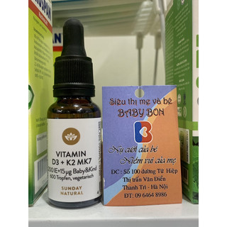 Vitamin d3 k2 mk7 sunday natural 20ml đức