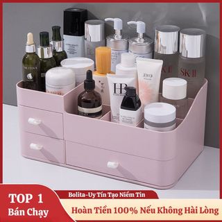 Kệ đựng mĩ phẩm khay đồ trang điểm văn phòng phẩm decor để bàn dễ thương, hộp tủ để đồ trang sức cao cấp BOLITA