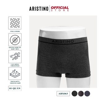 Quần boxer nam ARISTINO sịp đùi cao cấp cạp chun dệt liền linh hoạt co giãn 4 mềm mịn thấm hút kháng khuẩn - ABX063