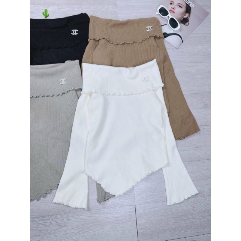 Áo thun gân len bẹt vai cổ bẻ☘️☘️☘️ VKV alohastore1