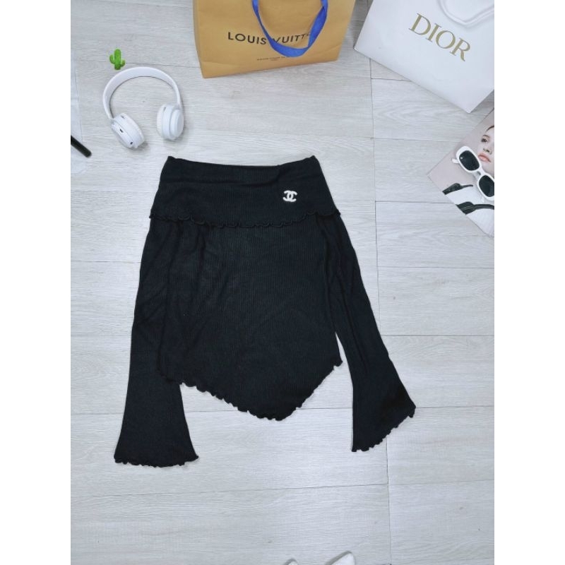 Áo thun gân len bẹt vai cổ bẻ☘️☘️☘️ VKV alohastore1